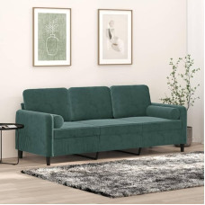 3-vietė sofa su dekoratyvine pagalvėle Sofa Sofa Lounge sofa Minkšta sofa Poilsio sofa Svečių sofa Dvigulė sofa svetainei Miegamojo kambarys Svečių kambarys Tamsiai žalia 180 cm Velvetas