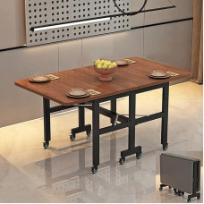 Daugiafunkcinis stalas iš mahagono, su krentančiomis sienelėmis, su jungtine plokštele, keičiamas, skirtas virtuvei, butui, kambariui, restoranui, patogus, 130 x 80 x 75 cm, darbo stalas ir stalviršis