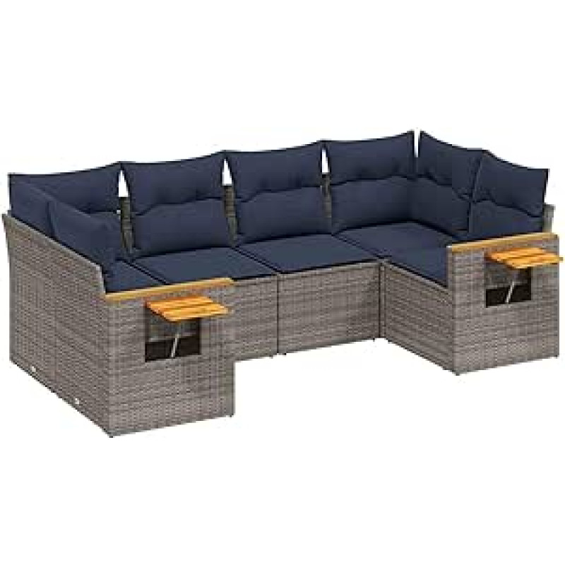 Garten-Sofagarnitur Set Grau PE-Rattan Ecksofa & Mittelsofa mit Armlehnen - 3 Sitze, 110 kg Tragfähigkeit, UV-beständig, modulares Design Model3227104