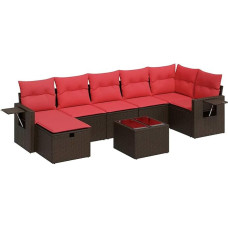 Garten-Sofagarnitur mit Stauraum & Fußhocker - PE-Rattan, 55x53x34 cm, für Terrasse und Innenhof Modelis3325520