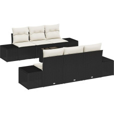 7-teiliges Gartensofaset mit Kissen Schwarz Poly-Rattan Gartenlounge Modelis3346947