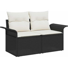 5-teiliges Garten-Sofaset mit Kissen in Schwarz aus Poly-Rattan Gartenlounge Modelis3349263