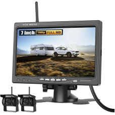 1080P HD Wireless Reversing Camera Set, Stable WiFi Wireless Rear View Camera, 7 Inch HD Monitor with 2 Rear View Cameras, for Trailer, RV, Truck, Car, Bus, IP68 Waterproof, 12V-36V