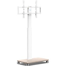 FITUEYES TV Floor Stand with Wooden Shelf TV Stand TV Stand TV Stand TV Stand with Wheels Height Adjustable Swivel for 32 to 70 Inch Flat Screen up to 40 kg Max. VESA 400 x 600