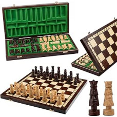 Luxury GIEWONT 50x50cm. Amazing Wooden Chess Set With Carved Weighted Pieces!!!