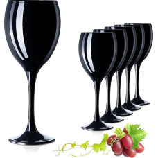 Polilaktatinės juodos vyno taurės iš stiklo, stiklinės vandeniui, 6 vnt., maks. 320 ml baltojo vyno taurės, geriamoji stiklinė