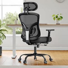 NOBLEWELL Ergonomic Office Chair, Desk Chair for Home Office with Adjustable Lumbar Support, Headrest, 2D Armrests, Computer Chair with 90°-130° Tilt, Load Capacity 300 lbs