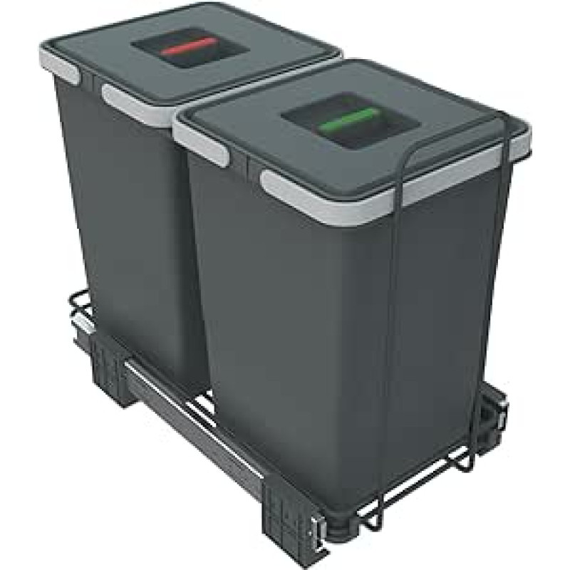 ELLETIPI Ecofil PF01 34 A2 Išimamos atliekos iš plastikinio ir metalinio pagrindo, pilkos spalvos, 23 x 45 x 36 cm