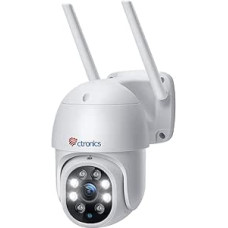 Ctronics PTZ Outdoor Surveillance Camera, 1080P Wireless IP WiFi Digital Zoom Outdoor Dome Camera with Automatic Tracking, 30 m Night Vision in Colour, 2-Way Audio, IP66 Waterproof, 64GB SD Cards
