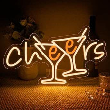 Horseneon Cheers Neon ženklas Cheers Neon šviesos užrašai sienoms dekoruoti LED neoninis ženklas Kokteilių neoninė šviesa sienoms Alus Šviečiantis reklaminis neonas LED barui, restoranui, parduotuvei, naktiniam klubui, vakarėliui