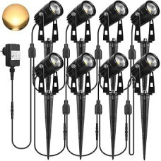 3W LED sodo prožektorius su kištuku, IP65 vandeniui atsparūs sodo žibintai su kabeliu, kelio apšvietimas, sodo lempa, šiltos baltos spalvos, skirti naudoti lauke