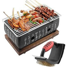 Japoniškas stalo grilis su valymo šepetėliu, mini BBQ plokštė, nešiojamoji kepimo viryklė, stalo viršaus vakarėlių priedai, kepsninės įrankiai