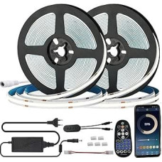 10 m (2 x 5 m) COB LED juosta, šaltai balta, 6000 K, reguliuojamo apšvietimo 8 mm juosta, valdoma 