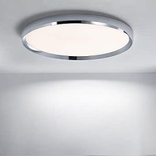 50 cm modernus vonios kambario LED lubų šviestuvas - chromuotas apvalus įleidžiamas šviestuvas, reguliuojamas 3000K-6000K, 40W - itin plonas biuro apšvietimas svetainei, miegamajam, virtuvei, prieškambariui