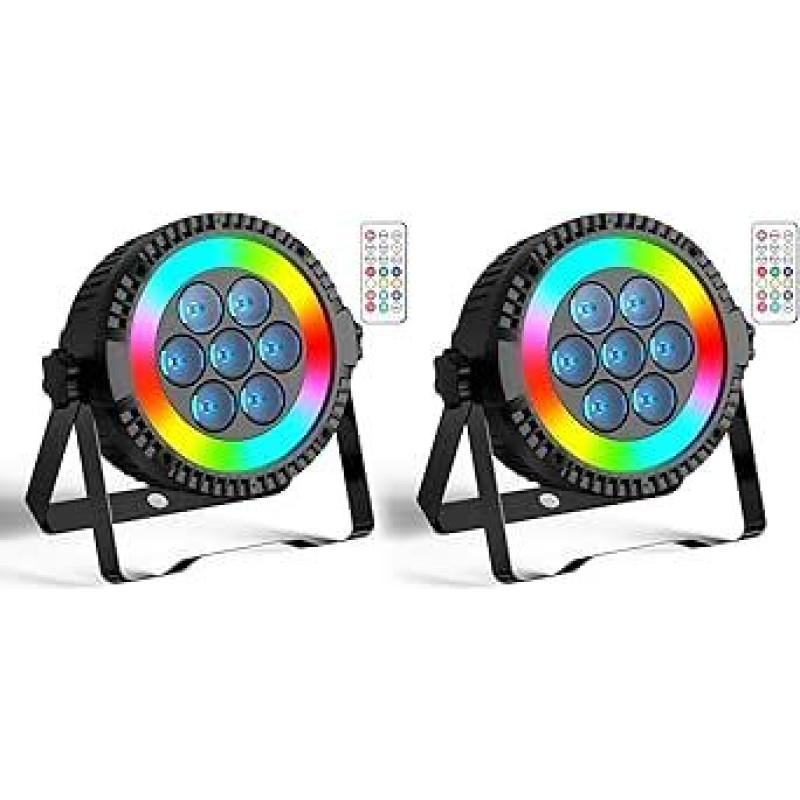 2 LED prožektorių pakuotė, RGBW scenos šviesa, vakarėlių šviesa, 4-in-1 LED Par DMX512 su nuotolinio valdymo pulteliu, skirta renginiams / vestuvėms / vestuvėms / vakarėliams / klubams / diskotekoms / kalėdiniams šventiniams renginiams