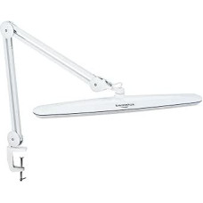 24 W LED stalinė lempa su spaustuvu, 58 cm pločio, 2200 liumenų, 4 ryškumo lygiai, 117 SMD šviesos diodų - besisukanti lempa biurui, namams (balta)