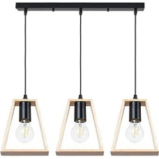 ARTE LAMP LED pakabinamas šviestuvas su kabeliu - lubų šviestuvas su juodais metaliniais lizdais 3 lempoms ir smėlio spalvos mediniu gaubtu