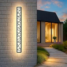 Outdoor Indoor LED Wall Light Long Waterproof IP65 Outdoor Wall Lighting Black 22W Geometric Design Warm Light 3000K for Patio Garden Villa Porch Garage
