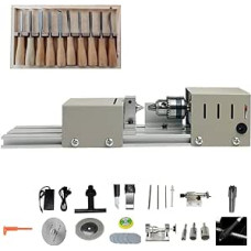 未处理 6-in-1-Multifunktions-Mini-Drehmaschine, DIY-Schleif- und Polierperlen, Holzbohrer, Rotationswerkzeug mit 7-Gang-Einstellung, Standard-Set for Holzmodellbau for Schnitzen und Schleifen von Holz