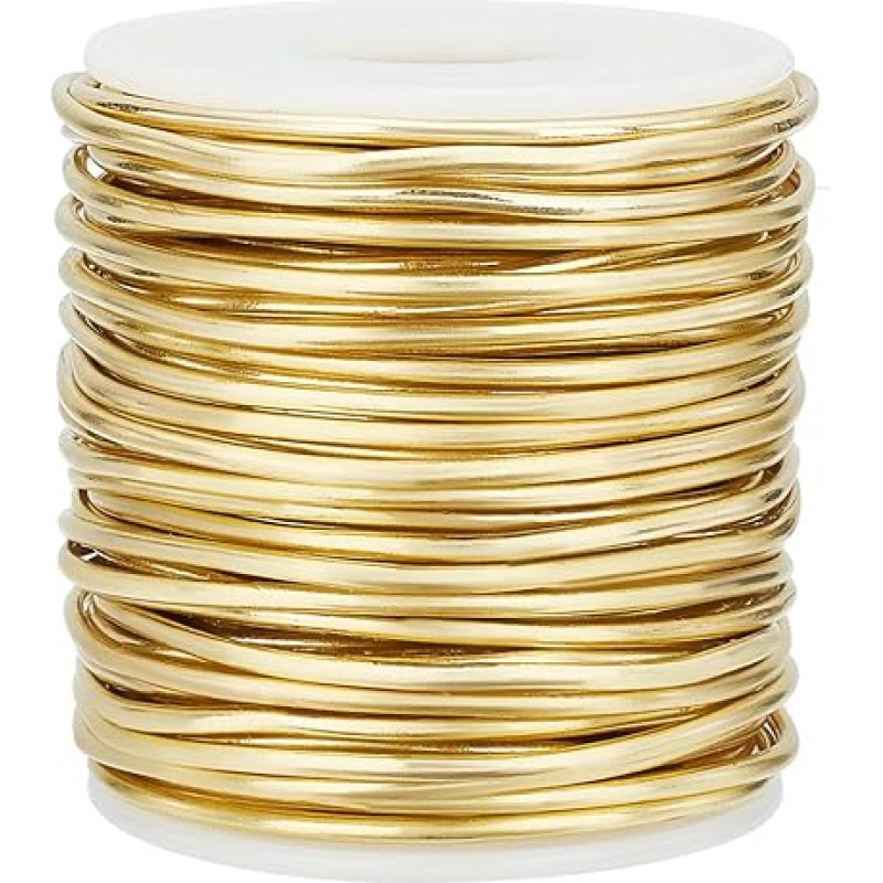 BENECREAT 12 Gauge/2 mm minkšta žalvario viela, 20 m ritinyje Žalvario amatininkų viela papuošalams vynioti, lydinio žalvario viela, kieta tuščia žalvario ritė papuošalams gaminti