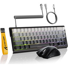 MAMBASNAKE ATTACK SHARK X68 HE Rapid Trigger-Tastatur & R1-Maus & 8KHz-Spiralkabel Kombinationen, 0.01mm RT Accuracy, 8KHz Wired Magnetische Tastatur, R1 Kabellose Gaming-Maus, für PC/Mac–Mondnacht