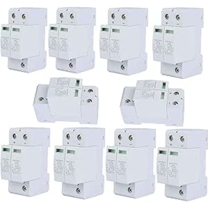 10 x nuolatinės srovės saulės apsaugos nuo viršįtampių 2P apsauga nuo viršįtampių nuolatinės srovės fotovoltinė apsauga nuo žaibo apsauga nuo žemos įtampos ribotuvas (10 vienetų 2P20KA)