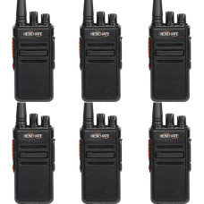 HESENATE HT66 Radio, PMR446 Walkie Talkie Radio Set, Royalty-Free, Long Range, Professional Walky Talky, 16 Channels, Handheld Radio, Woki Toki Scan VOX with USB C Charger (Black, Set of 6)
