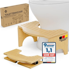 LEBLUX sulankstoma tualeto taburetė, pagaminta iš bambuko medienos - neslystanti tualeto taburetė suaugusiesiems Ergonomiška tualeto taburetė, skirta vonios kambariui, veiksminga nuo hemorojaus Pilvo pūtimo - vidurių užkietėjimo ir pilvo pūtimo