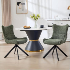 DAYALANE 360° pasukamos valgomojo kėdės, 2 komplektai, pasukamos kėdės, virtuvės kėdė iš šenilo, minkšta kėdė su metalinėmis kojomis valgomajam, svetainei, virtuvei, biurui, žalios spalvos