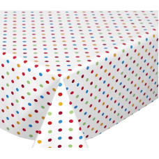 BEAUTEX balta aliejinė staltiesė su spalvotais taškeliais, nuvaloma sodo staltiesė, apvali / ovali / kvadratinė, pasirenkamas dydis