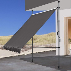 Quick Star Clamp Awning 200 x 130 cm Grey Balcony Awning Sun Protection Patio Canopy Height Adjustable from 200 - 290 cm Awning Balcony No Drilling Required
