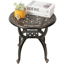 Lauko liejamo aliuminio staliukas, terasos staliukas, kiemo, baseino, vidaus, lengvai prižiūrimas, atsparus atmosferos poveikiui kavos staliukas, verandos staliukas, bistro staliukas (47Round Antique Copper)