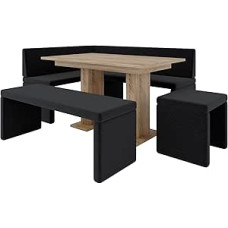 FURNISTAR AKIKO Kampinis suolas su stalu ir suolais - kampinis suolo komplektas jūsų valgomajam, virtuvei, moderniai, svetainės zonai, valgomojo kampeliui. Puikiai tinka virtuvei, biurui ir priimamajam. Tvirtas atlikimas