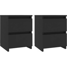 vidaXL Bedside Tables Set of 2 30 x 30 x 40 cm, Black, Wood Material, 2 Smooth-Running Drawers, Bed Drawer Cabinet, Phone Stand, Small Bedroom Side Tables