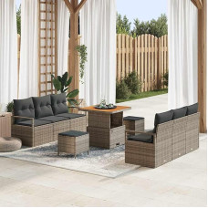 Homgoday Garten-Sofa-Set mit Tisch | Poly-Rattan & Akazienholz | Bequem für Terrasse & Garten Model3362478