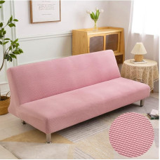 DOTBUY-SHOP Sofa Cover Without Armrests Jacquard Plaid Plain Armless Sofa Bed Cover, Stretch Soft Non-Slip Sofa Protective Cover for Folding Sofa Bed without Armrests (Pink, 190-210 cm)