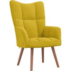 vidaXL Kėdė, televizoriaus kėdė, minkšta kėdė, fotelis, Wingback kėdė, svetainės kėdė, garstyčių geltonas aksomas