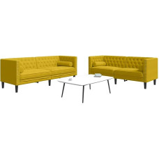 Tidyard 2-TLG. Chesterfield-Sofa-Set mit Nackenrollen Gelb Samt, Polstersofa Loungesofa für Wohnzimmer Eingangsbereich Büro3209297