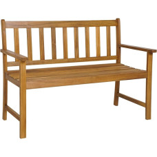 FANTASK medinis sodo suoliukas, atsparus oro sąlygoms, dvivietis suoliukas iš akacijos medienos, balkono suoliukas, maksimali apkrova 360 kg, terasos suoliukas, natūralus, 122 x 56,5 x 86 cm