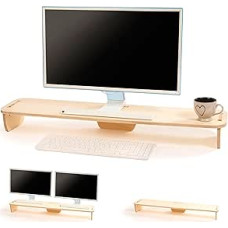 Universalus medinis monitoriaus stovas Stovas kompiuteriui Kompiuteris TV Dvigubo ekrano monitorius 90x20cm