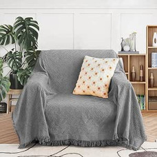 Sofa Cover Chair Cover Small Couch Cover Grey Couch Protector Sofa Throw Cover for Couches Washable Luxury Duvet Sofa Slipcovers for Pets Kids (71 x 91 inch, M, Grey)