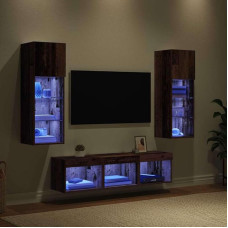 Wohnzimmermöbel-Set, TV-Wandeinheit, TV-Möbel, modernes Wohnzimmermöbel, Eiche, Schwarz