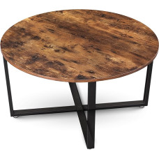 holz4home Indie kavos staliukas, apvalus svetainės staliukas, skersmuo 88 cm, pramoninės išvaizdos, rudas, senovinis arbatos staliukas, senovinis sofos staliukas, modernus staliukas, TV staliukas