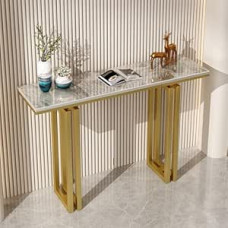 Schlanke Konsolentische für Flur und Eingangsbereich, Ablage hinter dem Sofa, Marmor-Spiegel-Display, moderner Eingangstisch, moderner goldener Konsolentisch mit Stauraum für den Eingangsber
