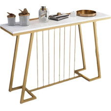 Generisch Moderner Konsolentisch aus Marmor mit Stauraum | Stilvoller Eingangstisch | Beistelltisch mit Eisengestell für Wohnzimmer, Flur, Eingangsbereich | 120 x 30 x 80 cm (Weiß)