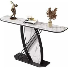 Generisch Moderner Konsolentisch für den Eingangsbereich - 12 mm Dicke Tischplatte, stabiles Gestell, moderner Beistelltisch für Wohnzimmer, Flur, Büro (Schwarz & Weiß, 100 x 30 x 80 cm)