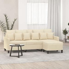 3-vietė sofa su taburete Sofa Sofa Lounge Sofa Minkšta sofa Poilsio sofa Svečių sofa Dvigulė sofa Kampinė sofa Šezlongas svetainei Svečių kambarys Miegamasis Kreminis 180 cm audinys