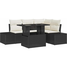 5-teiliges Garten-Sofa-Set mit Kissen Schwarz Poly-Rattan Gartenlounge Modelis3349173