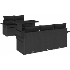 Gartensofa-Set mit Kissen 6 vnt Schwarz Poly Rattan Gartenmöbel Model3356936