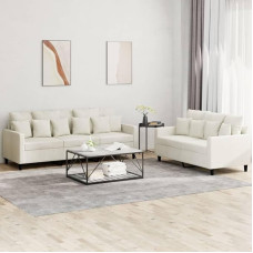 2-TLG. Sofagarnitur, Creme Samt, Robuster Metallrahmen, Bequeme Polsterung, für Wohnzimmer, Schlafzimmer, Erwachsene